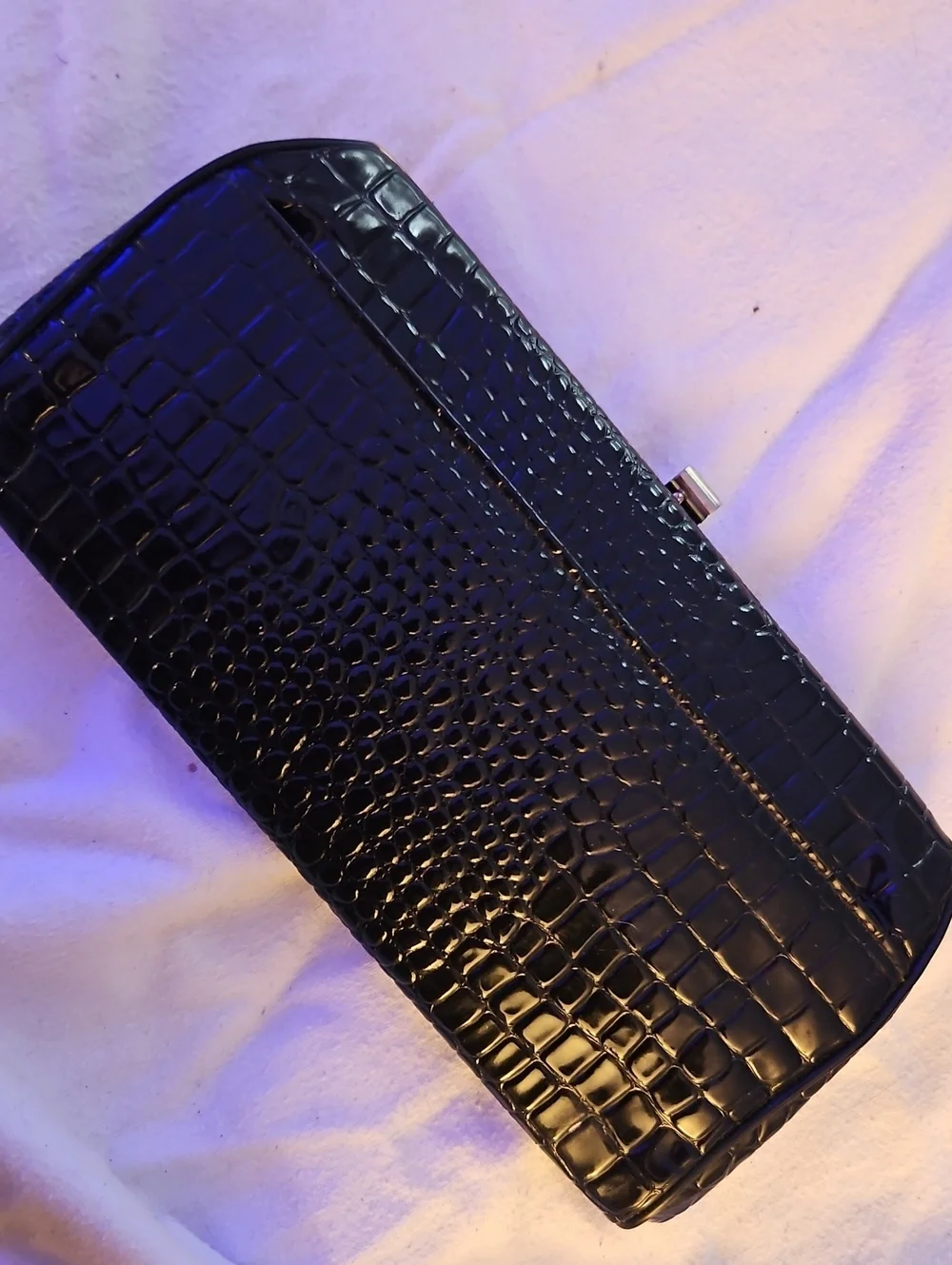 Vintage Dune Ellen Croc-Embossed Leather Clutch